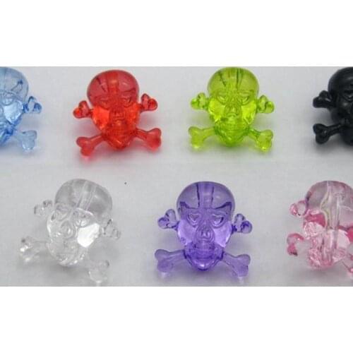 30 Mixed Colour Transparent Halloween Pirate Skull Bead