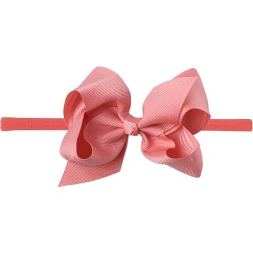 Retail 4 Inch Grosgrain Hair Ribbon Bows with Nylon Headband for Girls Elastic Hairband Hair Accessories