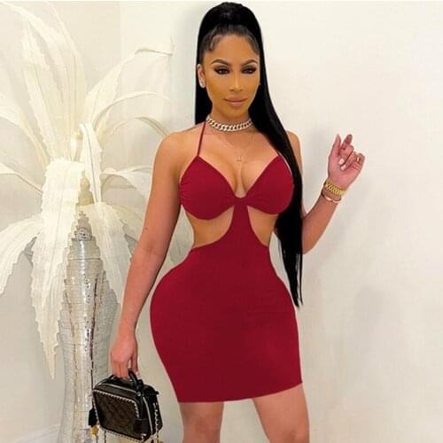 Backless Halter Short Mini Summer Dress Women Clubwear Bandage Bodycon Dresses for Women Hollow Out Sexy Party Dress Plus Size