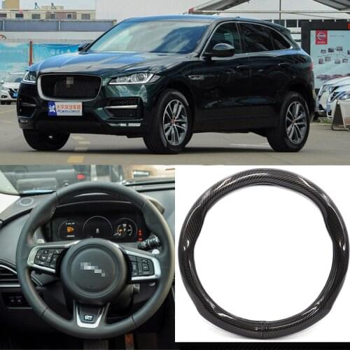 SmRKE Car Accessories For Jaguar F-PACE Black Carbon Fiber Leather Steering Wheel Cover Sport Racing Car Styling