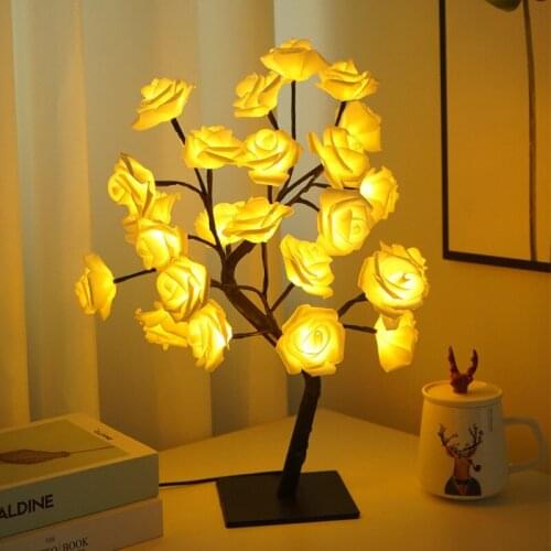 LED Night Light Christmas USB Rose Flower Tree Fairy For Bedroom Bedside Table Lamp Luminary Holiday Party Home Decoration
