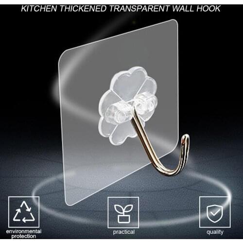 Multi-Purpose Home Towel Rack Transparent Pasted Hooks Bathroom Kitchen Wall Door Holder Hanger Hook Organizer