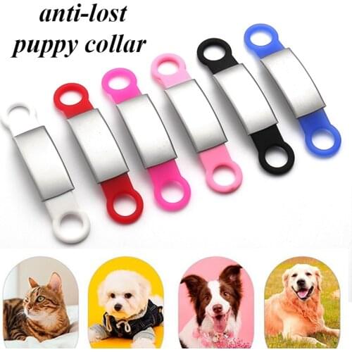 Stainless Steel Sliding Rectanle Collar Accessories Personalized Tag Anti Lost Cat Collar Dog Nameplate Pet ID Name No Noise