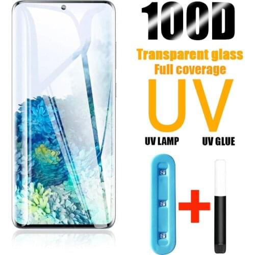 UV Liquid Full Cover Tempered Glass For Samsung Galaxy S10 S8 S9 S20 Plus Screen Protector For Samsung Note 20 Ultra 9 10 8 Glas