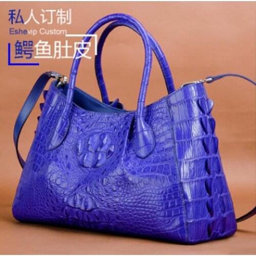 Ourui new selling true The crocodile Lash package lightning blue Genuine leather female handbag women handbag