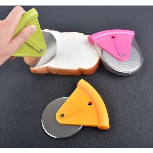 1PC New Round Shape Pizza Cutter Stainless Steel Pizza Wheels Cutting Knife Cake Bread Slicer Baking Pizza Tools ELB 028