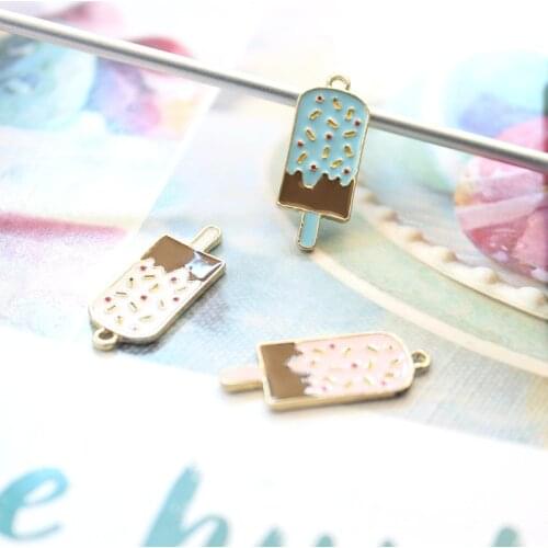 10pcs/lot 10*26MM ice cream Enamel Charms for DIY Earring Jewelry Handmade Headwear accessories Finding XL771
