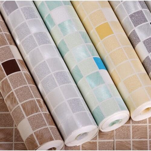 10MX53CM Morden Simple Mosaic Wallpaper Roll Oil Waterproof PVC Vinyl Tile Wall Paper For Kitchen Bathroom Background Wall