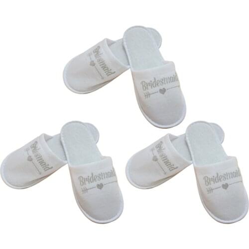 3 Pair Non-Slip Wedding Bridesmaid Closed Toe Disposable Guest Slippers