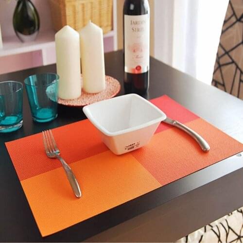 4 Pcs/set Placemats PVC Table Mat Color Block Dining Disc Pads Coasters Mantel Napperon 30*45cm Plate Bar Tapete De Lugar