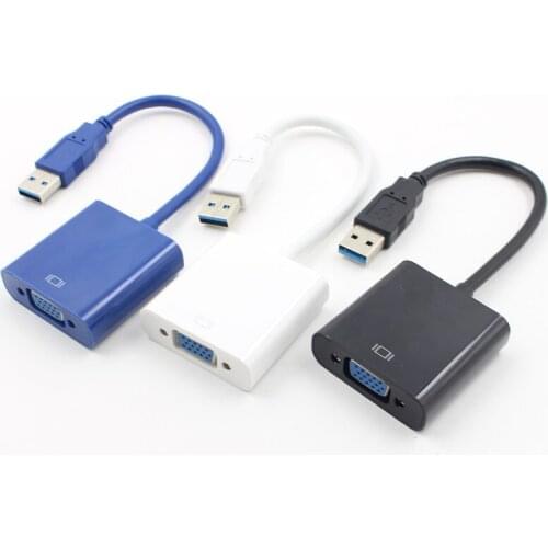 50PCS USB3.0 To VGA Mini Full HD External Video Card Multi Adapter For Windows 7/8/8.1/10 Laptop PC Monitor Projetor Blue