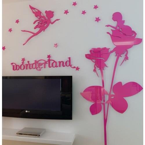 Flower Genie Acrylic 3D wall stickers Romantic Bedroom Living room DIY art wall stickers Sofa TV background wall decoration