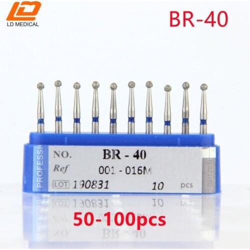 100pcs Diamond Burs Drill BR-41стоматология High Quality Dental Ball Round Type Burs dental tools FG 1.6M for Teeth Whitening