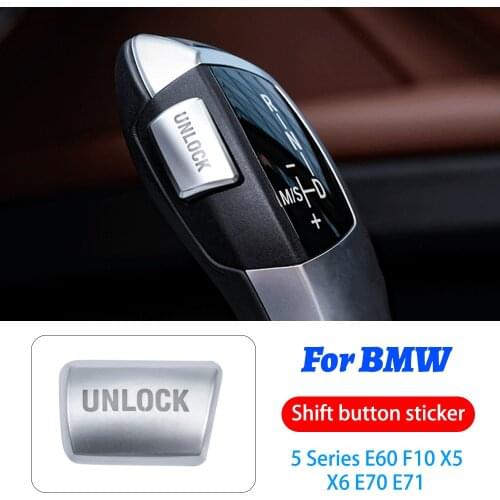 Car Gearshift Handle Unlock Button Decoration Cover Trim For BMW 5 Series E60 F10 X5 X6 E70 E71 Park Button Interior Accessories