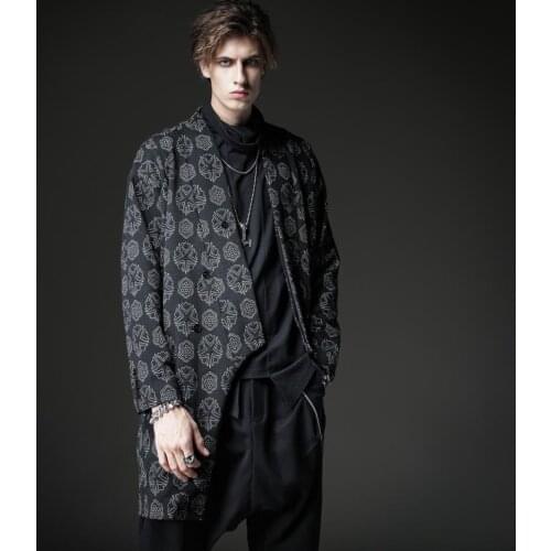 Free Shipping New mens Male personality fashion casual 2020 Tailor Soul Autumn Dark Mid-length Jacquard Coat Jacket BC203302223