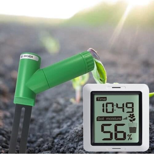 Wireless Soil Moisture Monitor Hygrometer Time with Display Plant Moisture Tester Sensor & Receiver 433Mhz with Display