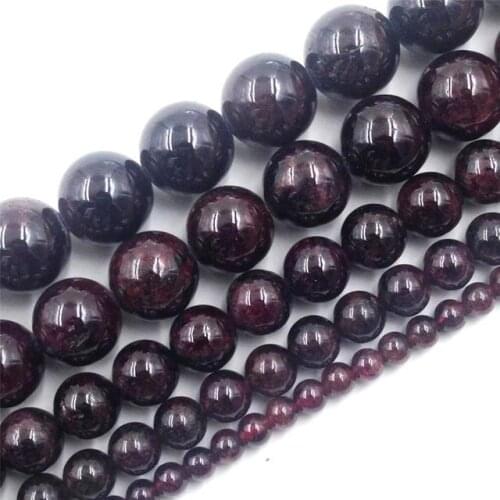 4 6 8 10 12mm Natural Garnet Stone Spacer Loose Beads Jewelry Making Wholesale New Round DIY For Necklace Bracelet