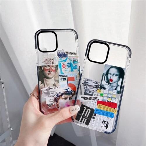 Case for iphone 12 Mini 11 Pro Max 7 8 Plus 11promax xr xs shield bumper soft mobile phone funda for iphone11 SE 2020 label cute