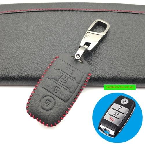4 Buttons 100% Genuine Leather Keyless Entry Intelligent Key Case Cover For Kia Sorento / Rio / Rio5 / Optima Protective Shell