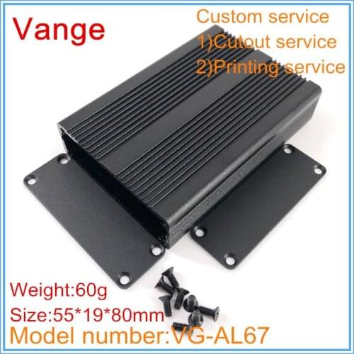 2pcs/lot black portable junction box 55*19*80mm 6063-T5 Aluminum case enclosure diy for PCB module product