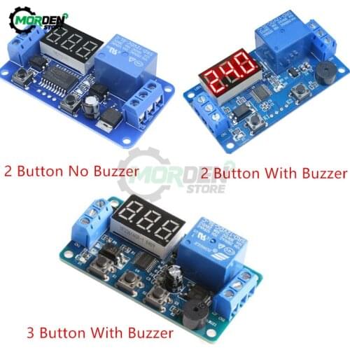 DC 12V 2-Button 3-Button LED Display Digital Delay Timer Relay Control Switch Module Cycle Adjustable Switch Module With Buzzer