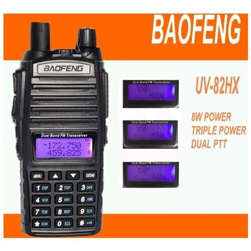 DHL Freeship+3pcs Baofeng UV82 8W Portable dual band walkie talkie radio HF transceiver dual display radio communicator UV-82HX