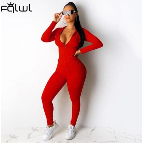FQLWL Autumn Streetwear 2 Two Piece Sets Tracksuit Women Outfits Hoodie Tops Skinny Pants Suits White Sporty Matching Sets 2021