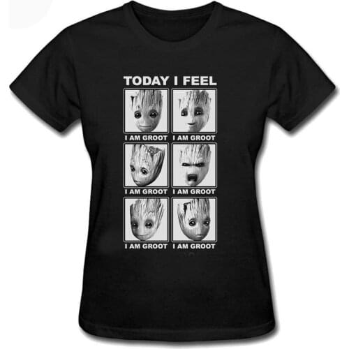 Today I Feel I Am Groot T-Shirt Womens Graphic T Shirt Hipster Black Funny Famale T-Shirt Plus Size Tops Women Clothing 2XL