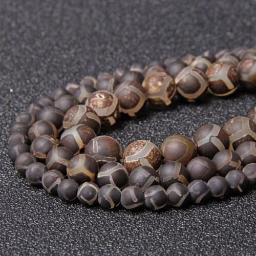 China Tibetan Dzi Eyes Beads Natural Brown Agates Stone 6 8 10mm Round Loose Beads for Jewelry Making Bracelet DIY Necklace