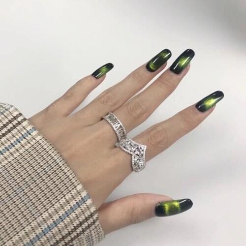 Fashion Geometric Jewelry Luxury Full Inlay Dazzling Small Zircon Adjustable Size Ring For Women Punk Party Ring Christmas Gifts