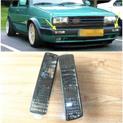 ROLLSROVER Pair of Front bumper Smoked Crystal Lamp Light Assembly For Jeta MK2 MK 2 Bumper Lights