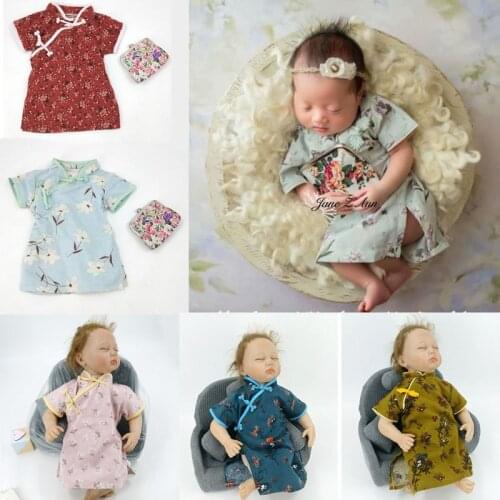 Jane Z Ann Newborn photo costume studio baby photo props costume cute Chinese traditional cheongsam retro clothes bag
