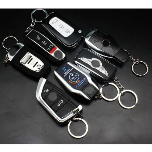 Creative Car Key Lighter Windproof Butane Gas Lighters Metal Keychain Lighters Blue Flame Jet Torch Lighters Smoking Accessories