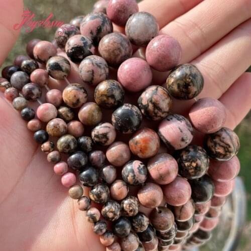 Natural Rhodonite Loose 4/6/8/10mm Round Multicolor Natural Stone Beads For DIY Necklace Bracelats Jewelry Making Strand 15"