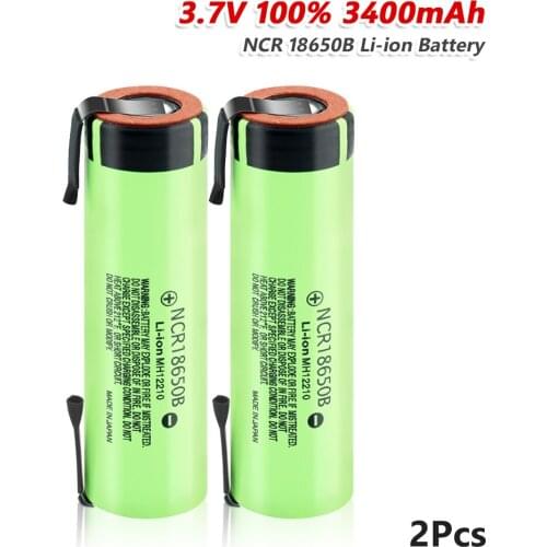 New YCDC 18650 3.7 v 3400 mah Lithium Rechargeable Battery NCR18650B Discharge 20A With DIY Nickel Tabs For flashlight batteries