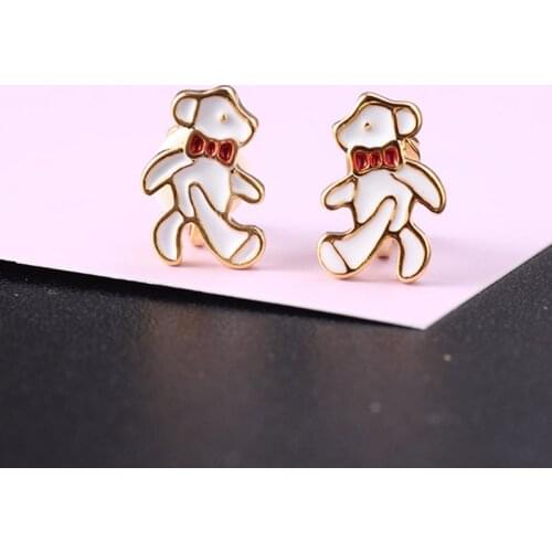 Cute Bear Earrings Clip For Girls Stud Clip On Earrings Little Girls Non Pierced Sensitive Ears Fun Animal Jewelry For Kids