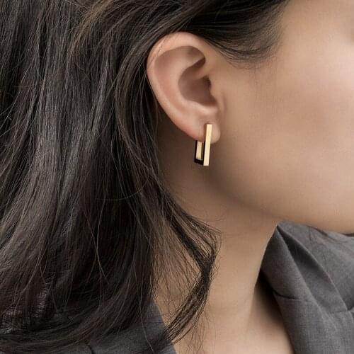 Fashion Geometric Metal Titanium Steel Earrings Simple Romantic Gold Womens Earrings 2021 New Trendy Jewelry