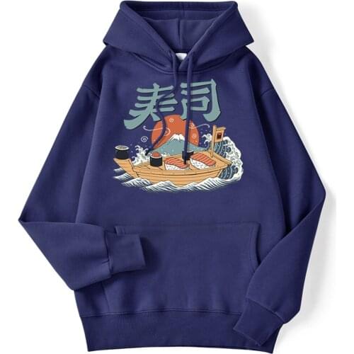 Japan Sushi Cartoon Funny Hoodie Men Hip Hop Sweatshirt Autumn Cool Daily Casual Mens Hooded Tops Harajuku Loose Sportswear
