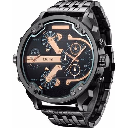 Mens Brand OULM Watch Fashion Full Steel Analog Display Unique Oversized Dial Designer Army Erkek Saat relogio masculino HT3548