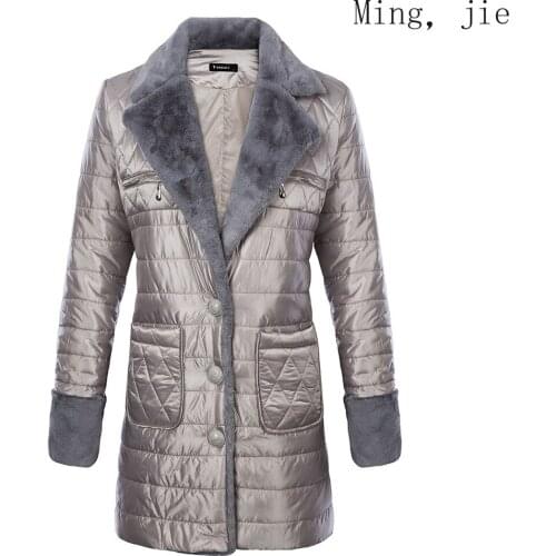 New Autumn and Winter Womens Down Padded Jacket, Mid-length Fur Collar, Slim-fit, Luxurious Large Size Bubble Coat Jacket