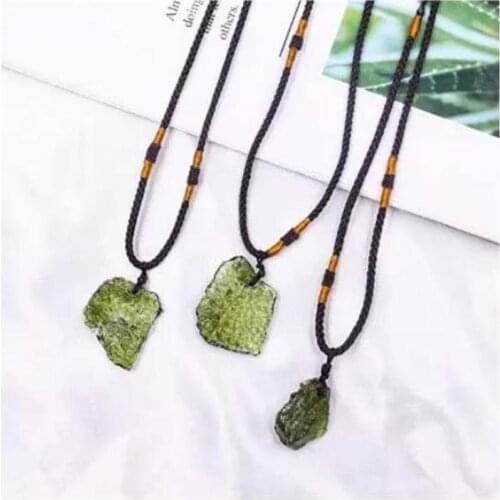 New Natural Moldavite Green aerolites Pendants Crystal Stone Gravel Green Charm Moldavite Jewelry For Men Women Necklaces Decor