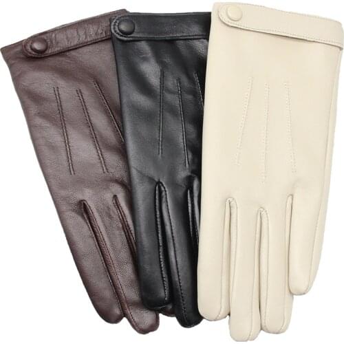 Touch screen sheepskin gloves women fashion beautiful color winter velvet and thick warm outdoor skiing riding driving gloves