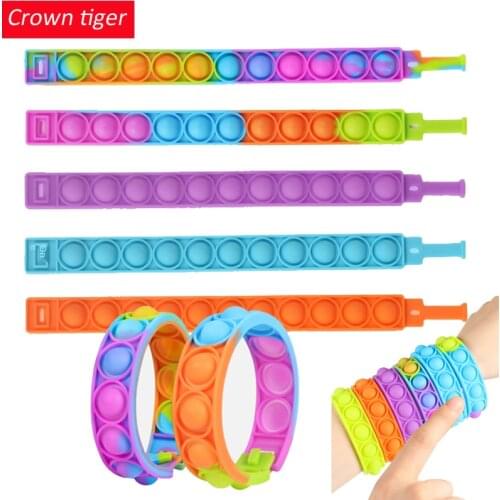 Pops bubble its fidget simple dimple rainbow silicone bracelet toy anti stress releif anxiety sensory for adhd autism children