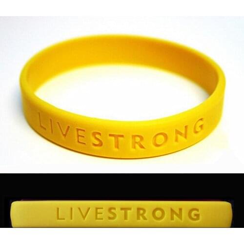 2pcs LIVE STRONG Sport Silicone Wristband Hologram Power Rubber Bracelets Adult Teens Concave Bangles Outdoor Gifts Yellow