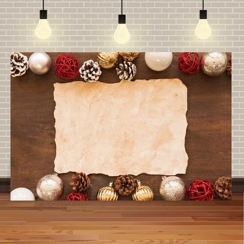 Seekpro Merry Christmas Winter Snow Wooden Watercolor Pine Cones Party Tree Customized Photo Backdrop Photography Background