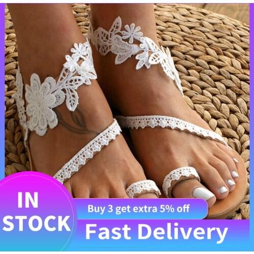 Summer Sandals For Women Slip-on Flat Shoe Female Open Toe Slip-on Solid Flowers Beach Slipper Summer New Women Outdoor Sandals