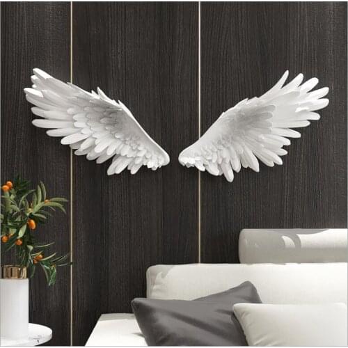 Nordic Resin Feather Wings 3D Wall Murals Home room Background Wall Accessories Decoration Lobby Hotel Hall Wall Sticker Crafts