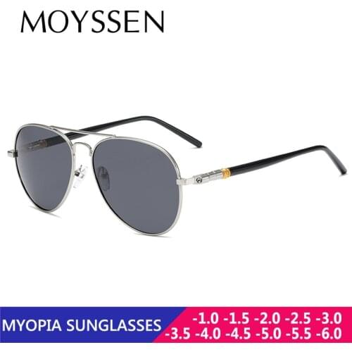 Brand Design Men Vintage Pilot Polarized Myopia Sunglasses Women Metal Aviation Prescription Sun Glasses Oculos Gafas De Sol