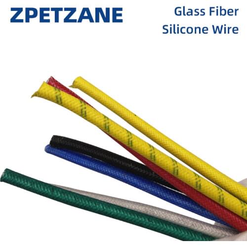 Heat Resistant 300°C Glass Fiber Braided High Temperature 0.3mm 0.5mm 0.75mm 1.0mm 1.5mm 2.5mm 4mm 6mm Silicone Wire Cable