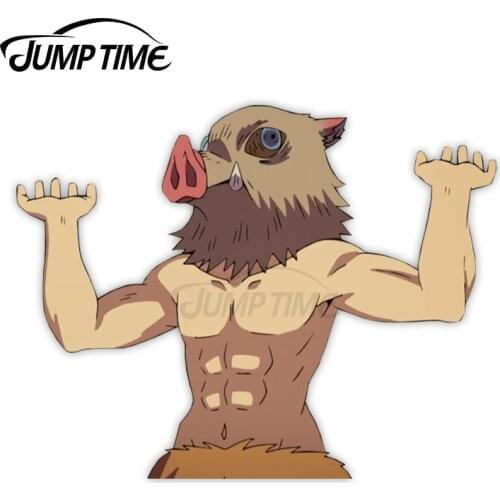 Jump Time 13 x10.2cm For Demon Slayer Inosuke Hashibira Peeker Anime Car Stickers Laptop Refrigerator Decal VAN Cartoon Graphics